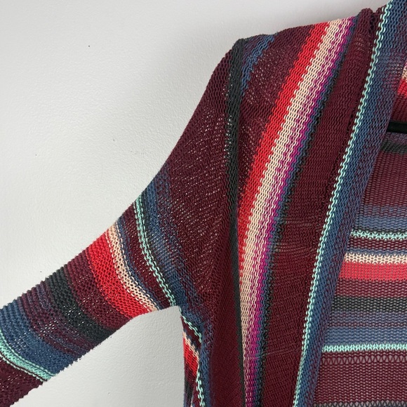 Billabong Boho Striped Open Front Fringe High-Low Hem Cardigan Sweater - Size M - Picture 5 of 14